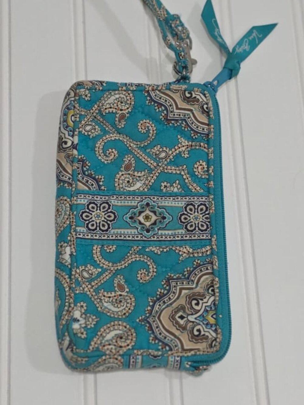 Vera Bradley wristlet wallet Totally Turq pattern.